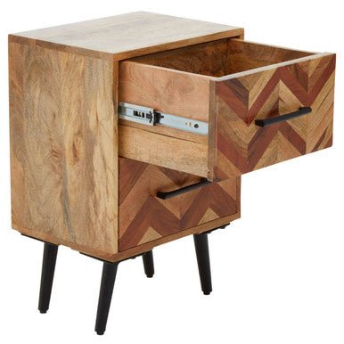 Boho Two Drawer Bedside Table In Mango Wood