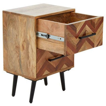 Boho Two Drawer Bedside Table In Mango Wood