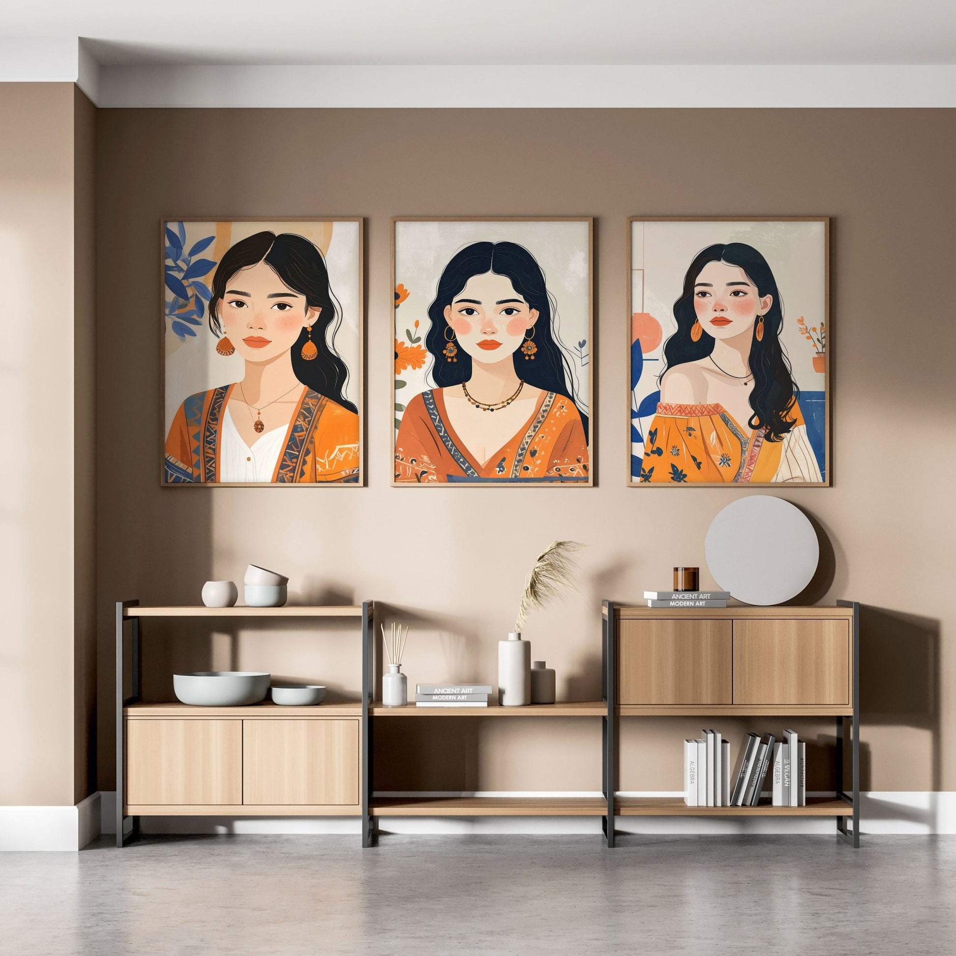 Boho Wall Art Decor | Set of 3 Boho Women Wall art Prints
