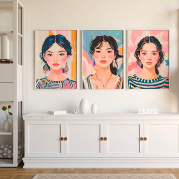Boho Wall Art | Set of 3 Boho Women Wall art Prints