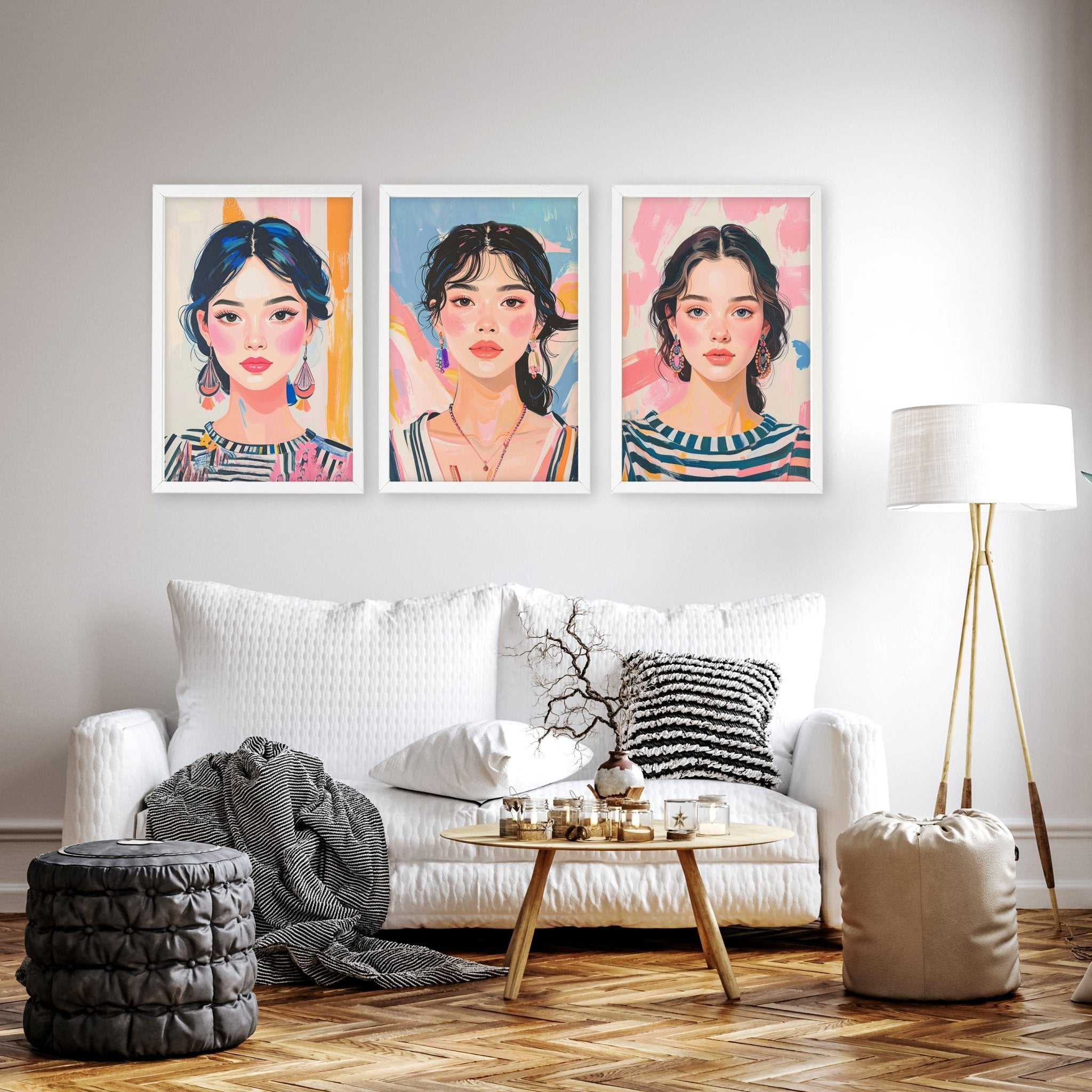 Boho Wall Art | Set of 3 Boho Women Wall art Prints