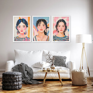 Boho Wall Art | Set of 3 Boho Women Wall art Prints