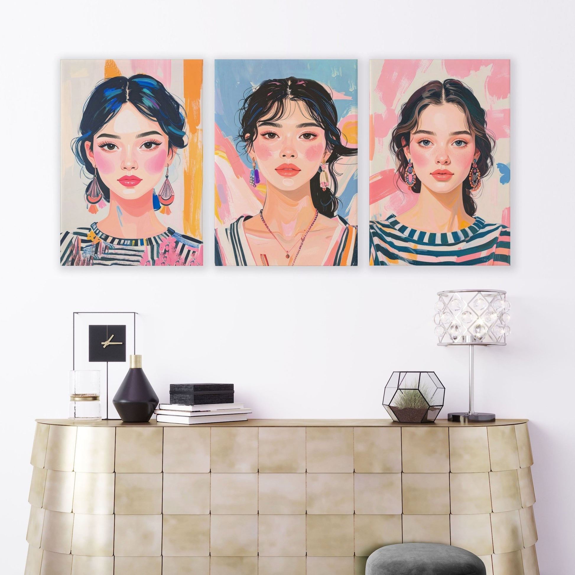 Boho Wall Art | Set of 3 Boho Women Wall art Prints