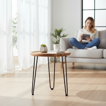 Boho Natural Mango Wood Small Side Table