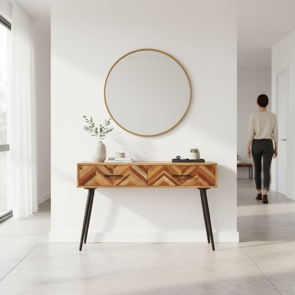 Boho Two Drawer Mango Wood Console Table