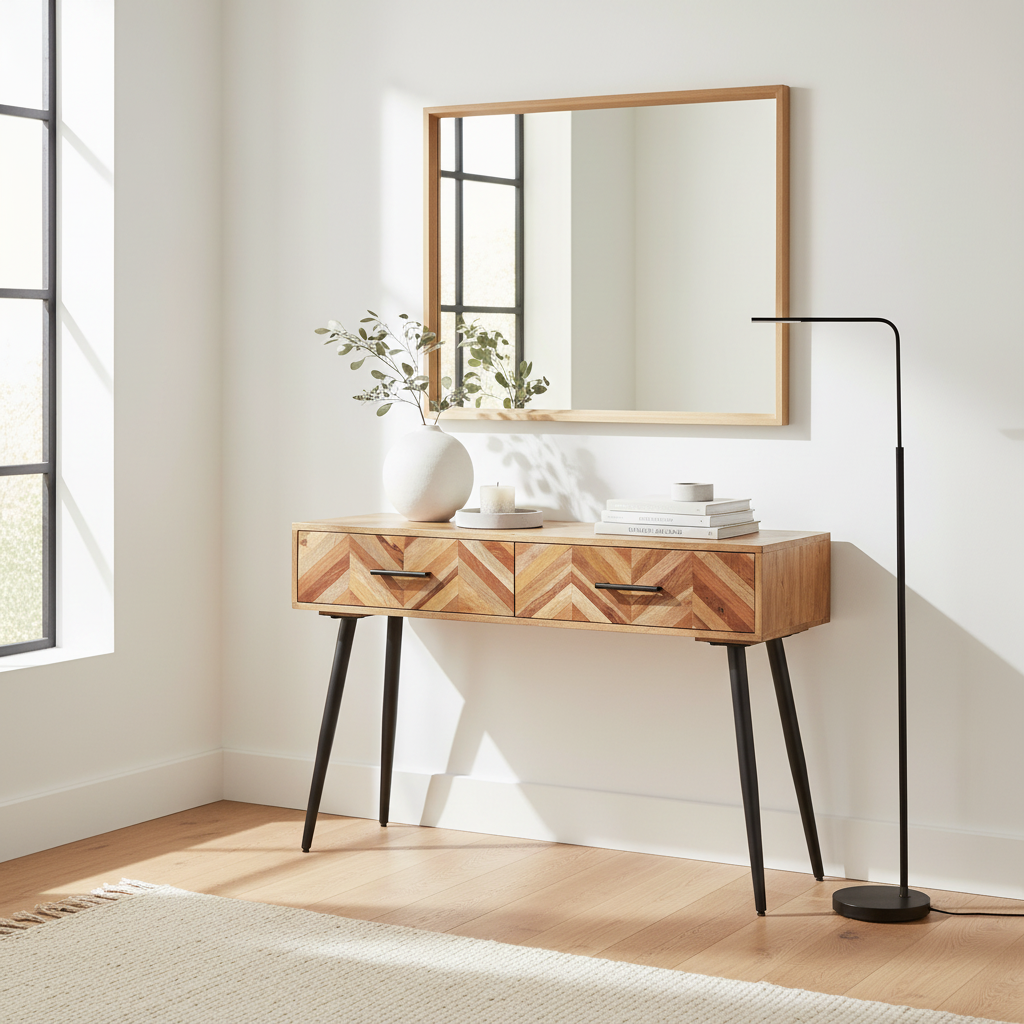 Boho Two Drawer Mango Wood Console Table