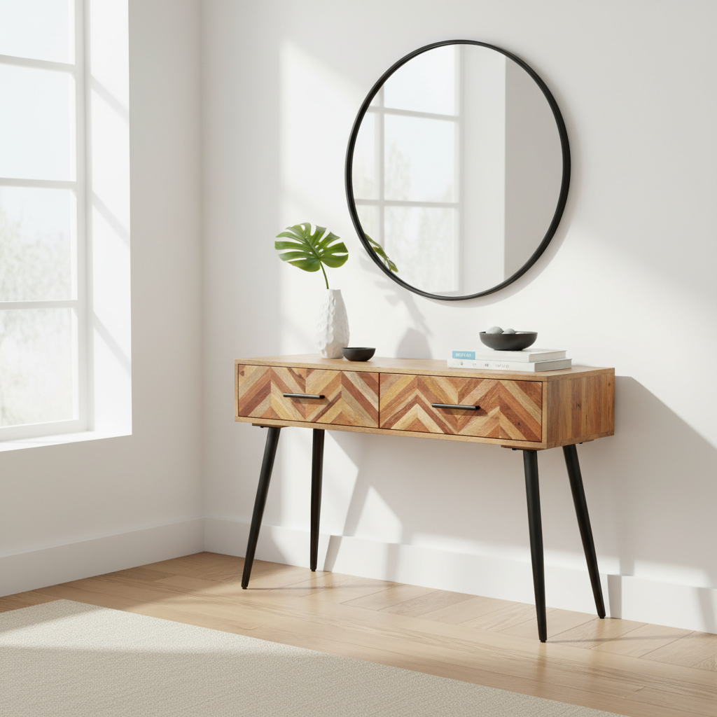 Boho Two Drawer Mango Wood Console Table