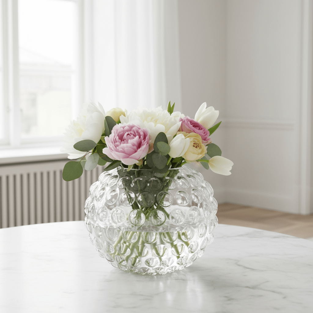 Bolla Large Round Clear Glass Vase