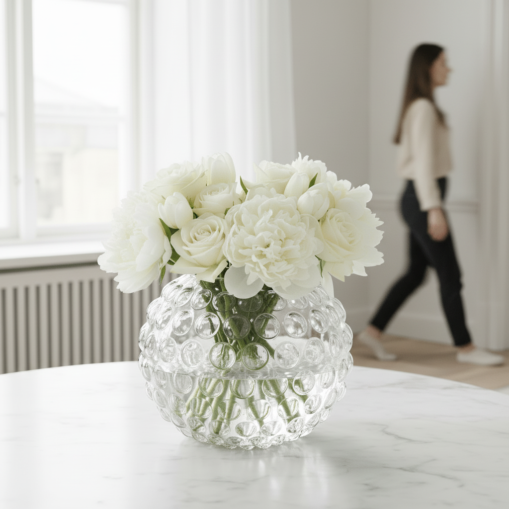 Bolla Large Round Clear Glass Vase