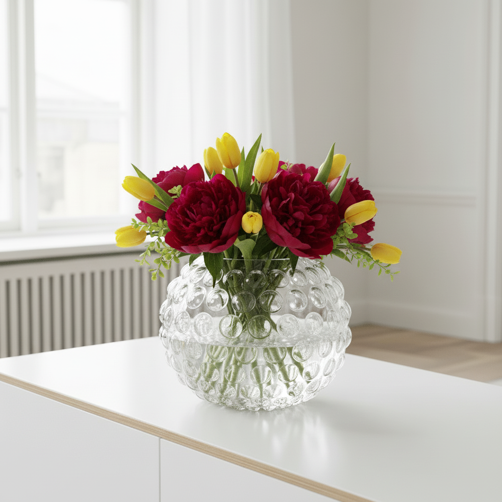 Bolla Large Round Clear Glass Vase