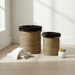 Bora Set of 2 Seagrass Baskets with Faux Fur Trim