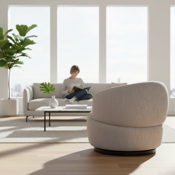 Bordo Textured Grey Curved Swivel Chair