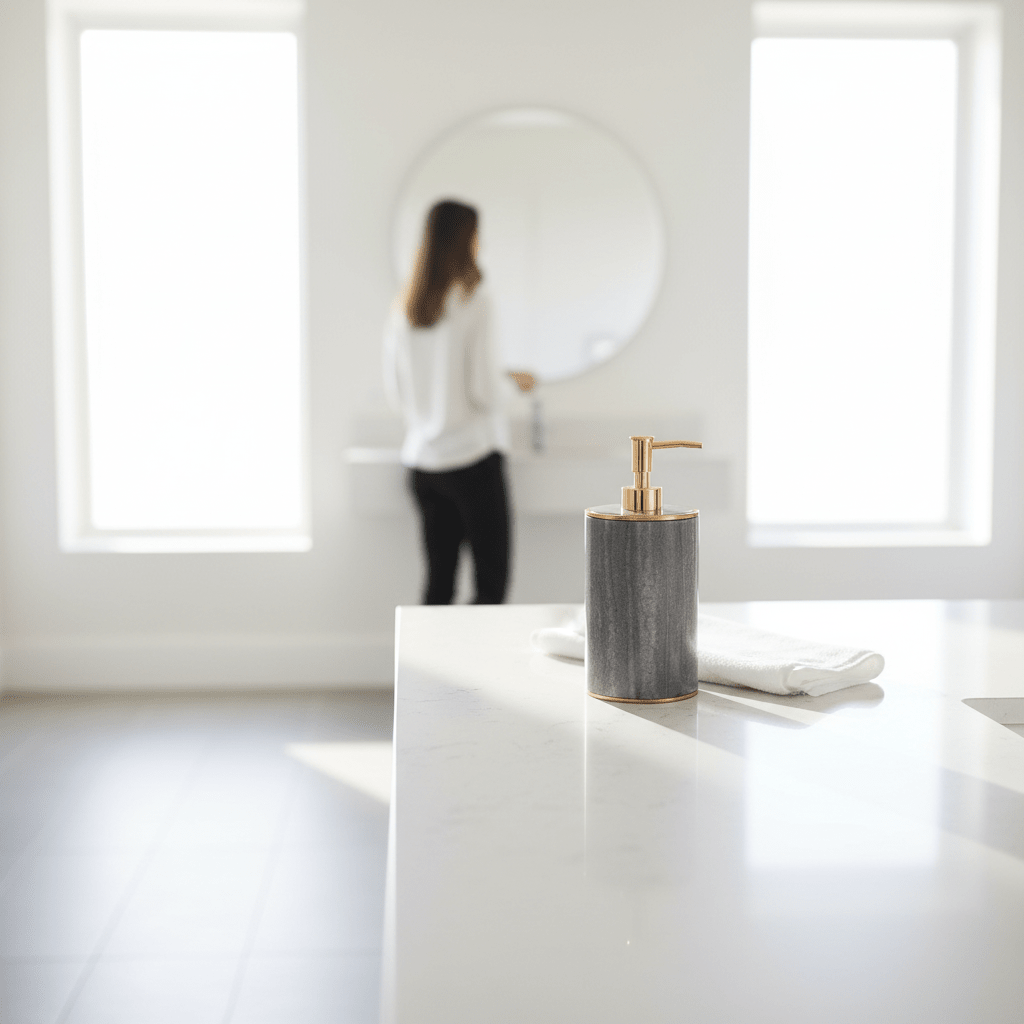 Bosco Grey Marble And Gold Lotion Dispenser