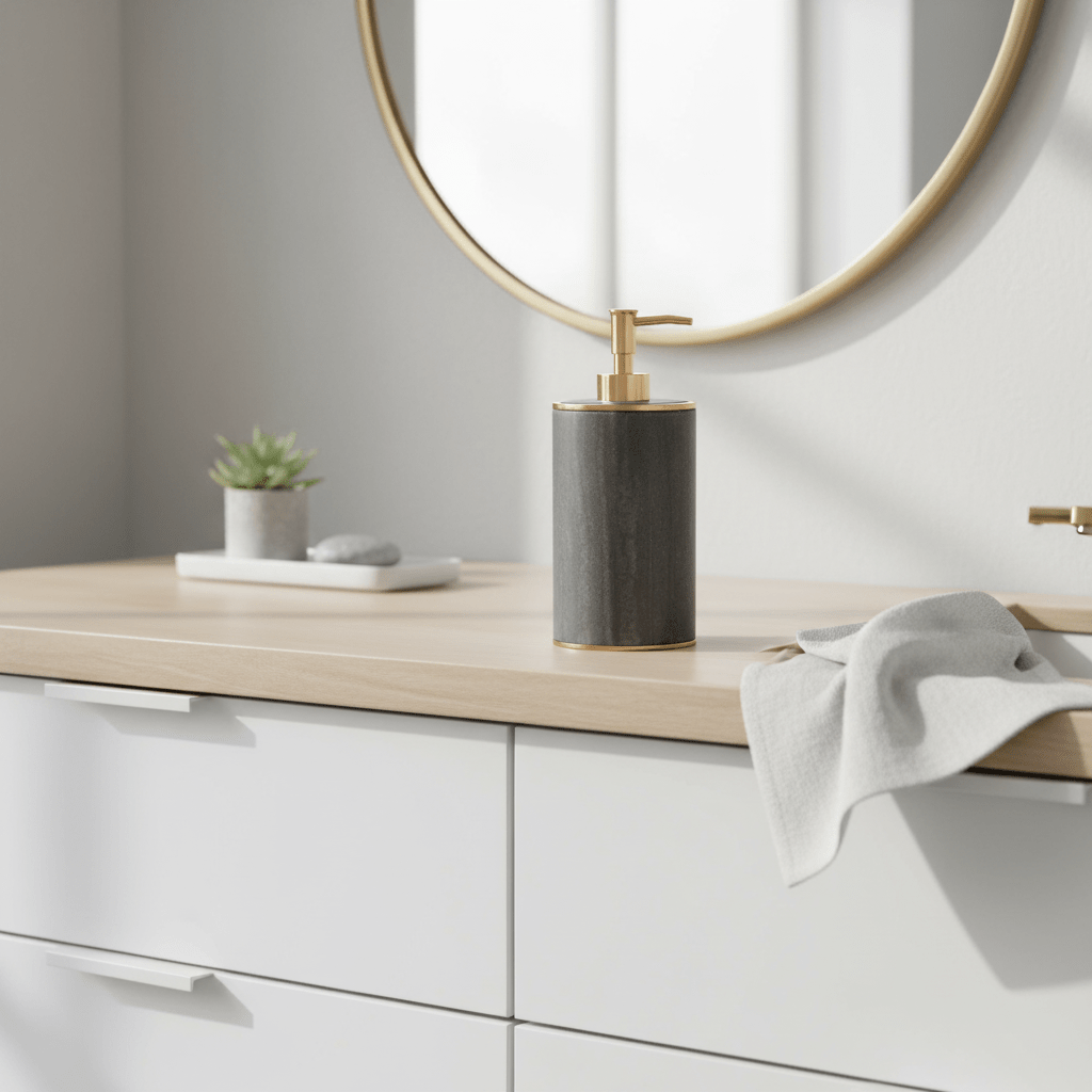 Bosco Grey Marble And Gold Lotion Dispenser