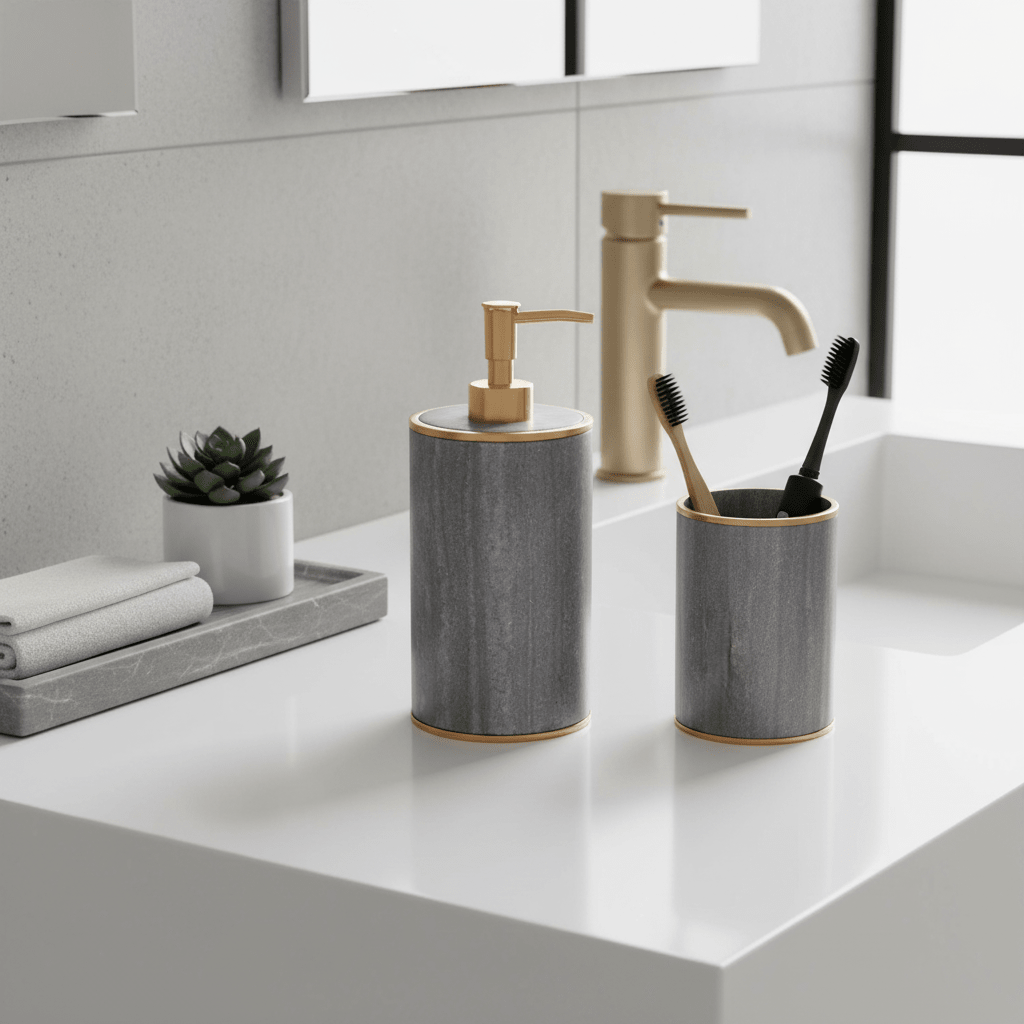 Bosco Grey Marble And Gold Lotion Dispenser