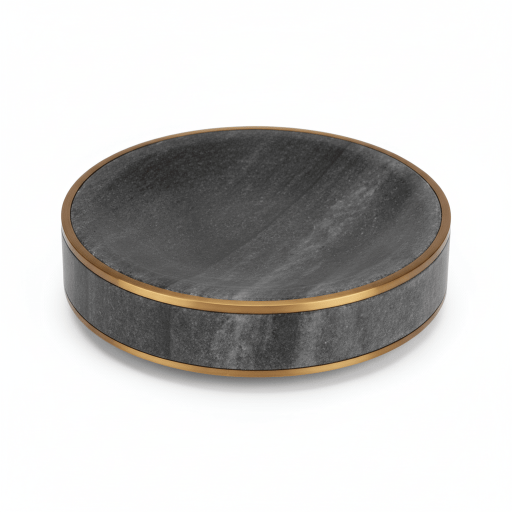 Bosco Grey Marble and Gold Soap Dish