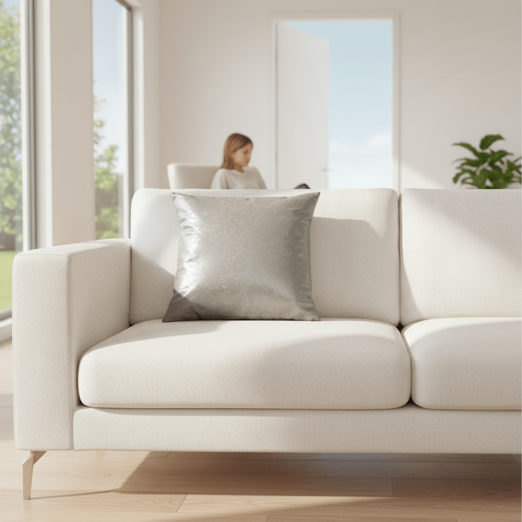 Bosie Kensington Townhouse Crush Leather Effect Silver Cushion
