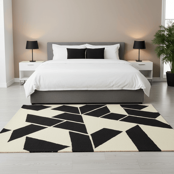 Bosie Milana Large Black and White Geometric Rug