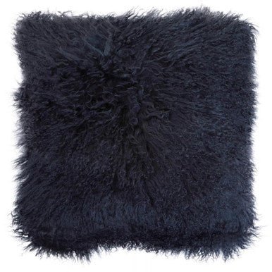 Bosie Mongolian Fur Black Square Cushion