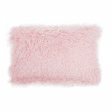 Bosie Mongolian Fur Pink Rectangular Cushion