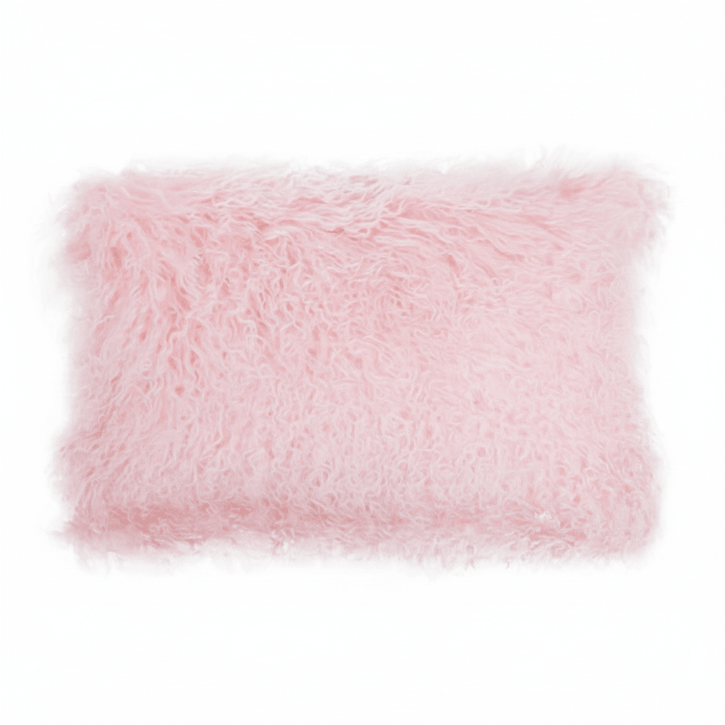 Bosie Mongolian Fur Pink Rectangular Cushion