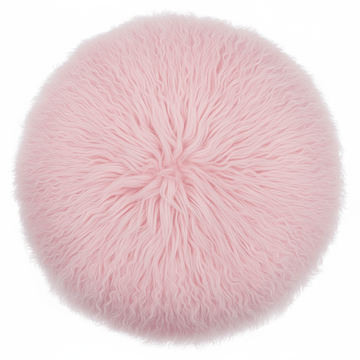 Bosie Mongolian Fur Pink Round Cushion