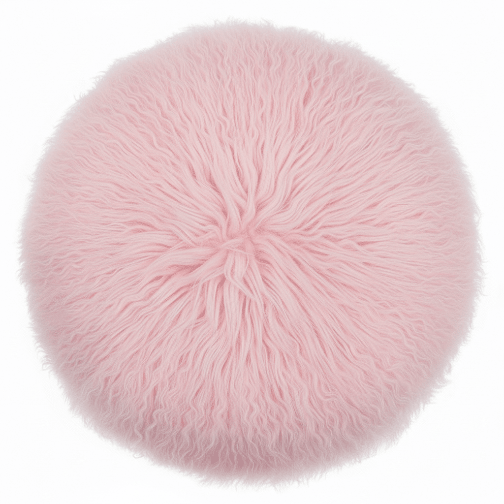 Bosie Mongolian Fur Pink Round Cushion