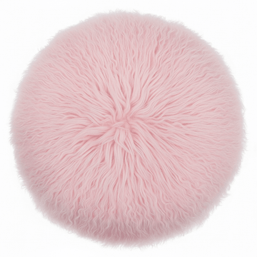 Bosie Mongolian Fur Pink Round Cushion