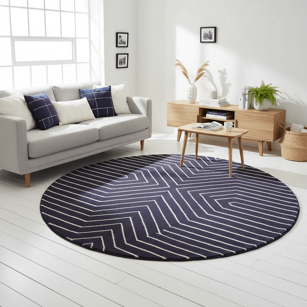 Bosie Moyo Blue And White Round Rug