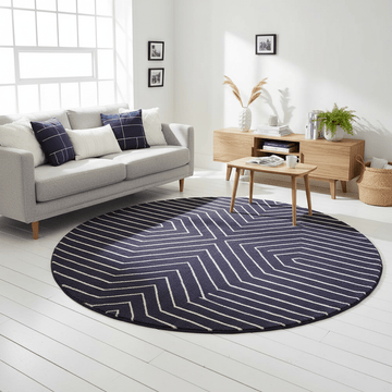 Bosie Moyo Blue And White Round Rug