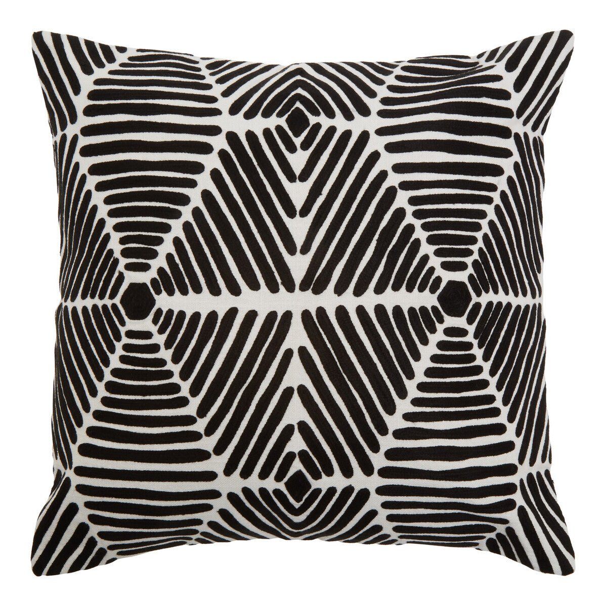 Bosie Ozella Black And White Square Embroidered Cushion