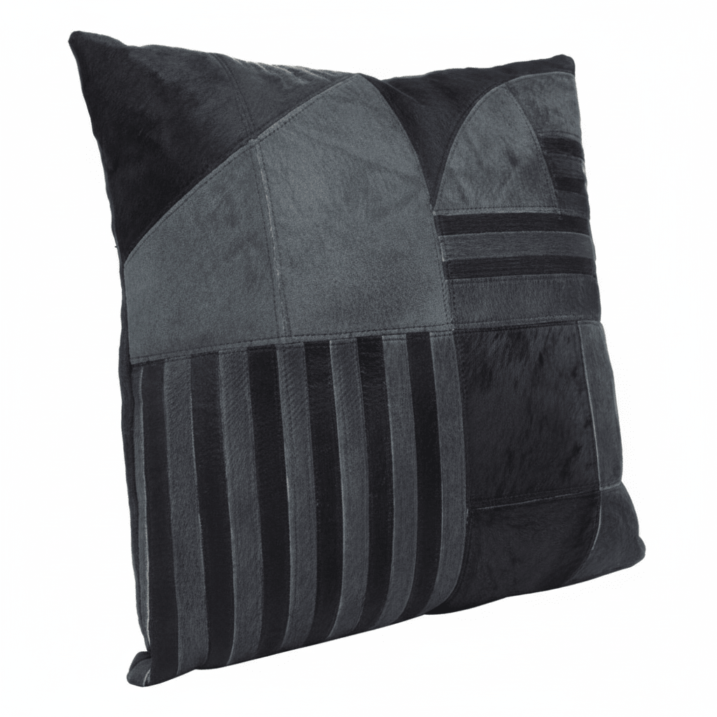 Bosie Safira Black And Grey Hair on Leather Cushion
