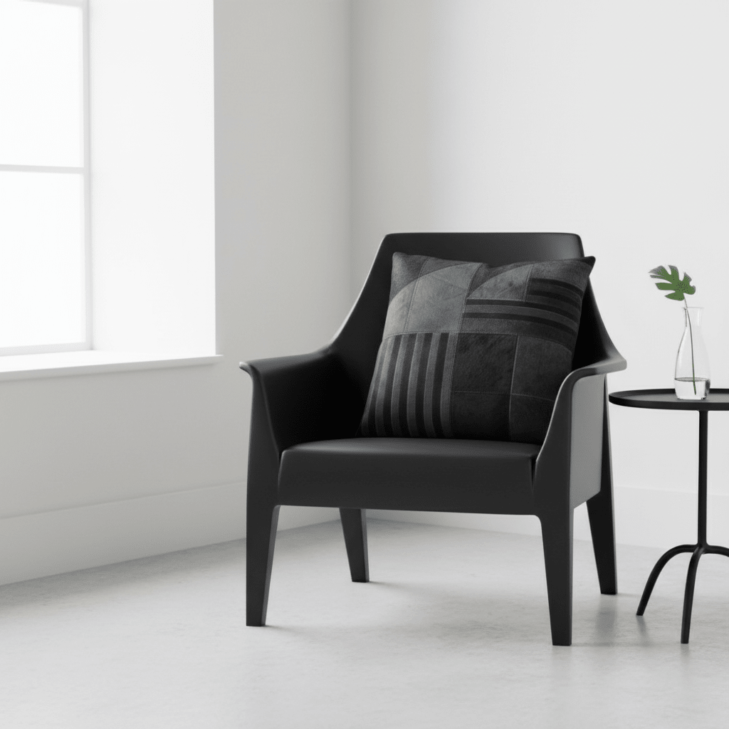 Bosie Safira Black And Grey Hair on Leather Cushion