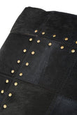 Bosie Safira Black Hair on Leather Patchwork Cushion