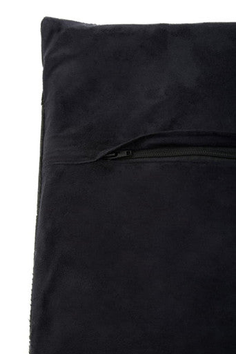 Bosie Safira Black Hair on Leather Patchwork Cushion