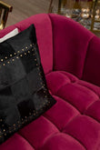 Bosie Safira Black Hair on Leather Patchwork Cushion