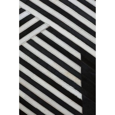 Bosie Safira Large Black And White Hair on Leather Rug