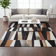 Bosie Safira Large Geometric Striped Hair on Leather Patchwork Rug