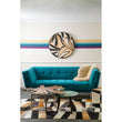 Bosie Safira Large Geometric Striped Hair on Leather Patchwork Rug