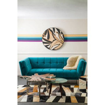 Bosie Safira Large Geometric Striped Hair on Leather Patchwork Rug