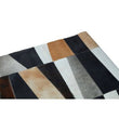 Bosie Safira Large Geometric Striped Hair on Leather Patchwork Rug
