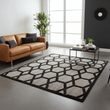Bosie Safira Large Grey Rug with Black Hair on Leather
