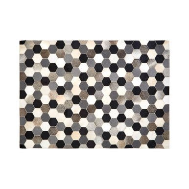 Bosie Safira Large Hair on Leather Hexagon Patchwork Rug