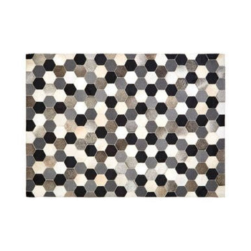 Bosie Safira Large Hair on Leather Hexagon Patchwork Rug