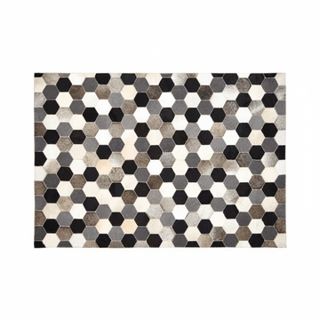 Bosie Safira Large Hair on Leather Hexagon Patchwork Rug