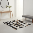 Bosie Safira Small Geometric Striped Hair on Leather Patchwork Rug