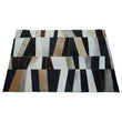 Bosie Safira Small Geometric Striped Hair on Leather Patchwork Rug