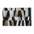 Bosie Safira Small Geometric Striped Hair on Leather Patchwork Rug