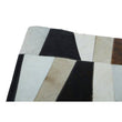 Bosie Safira Small Geometric Striped Hair on Leather Patchwork Rug