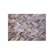 Bosie Safira Small Grey Hair on Leather Chevron Patchwork Rug